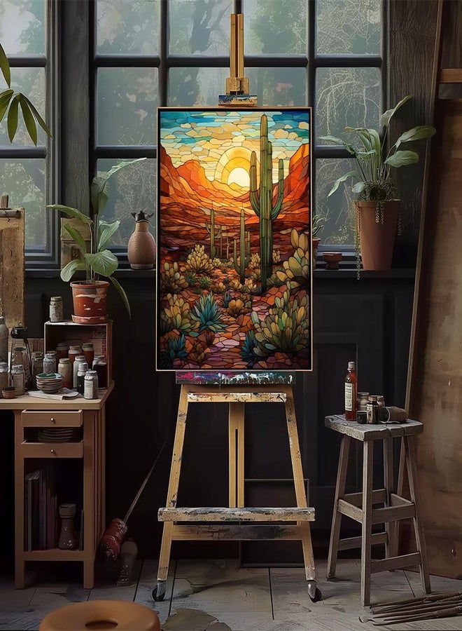 مجموعة ناتويالو للرسم بالأرقام للكبار - مجموعة رسم الصبار بالأرقام للكبار، لوحة قماشية أكريليك للمناظر الطبيعية البرية، مناسبة للكبار والمبتدئين والأطفال، بدون إطار، مقاس 16 × 20 بوصة - Image 4